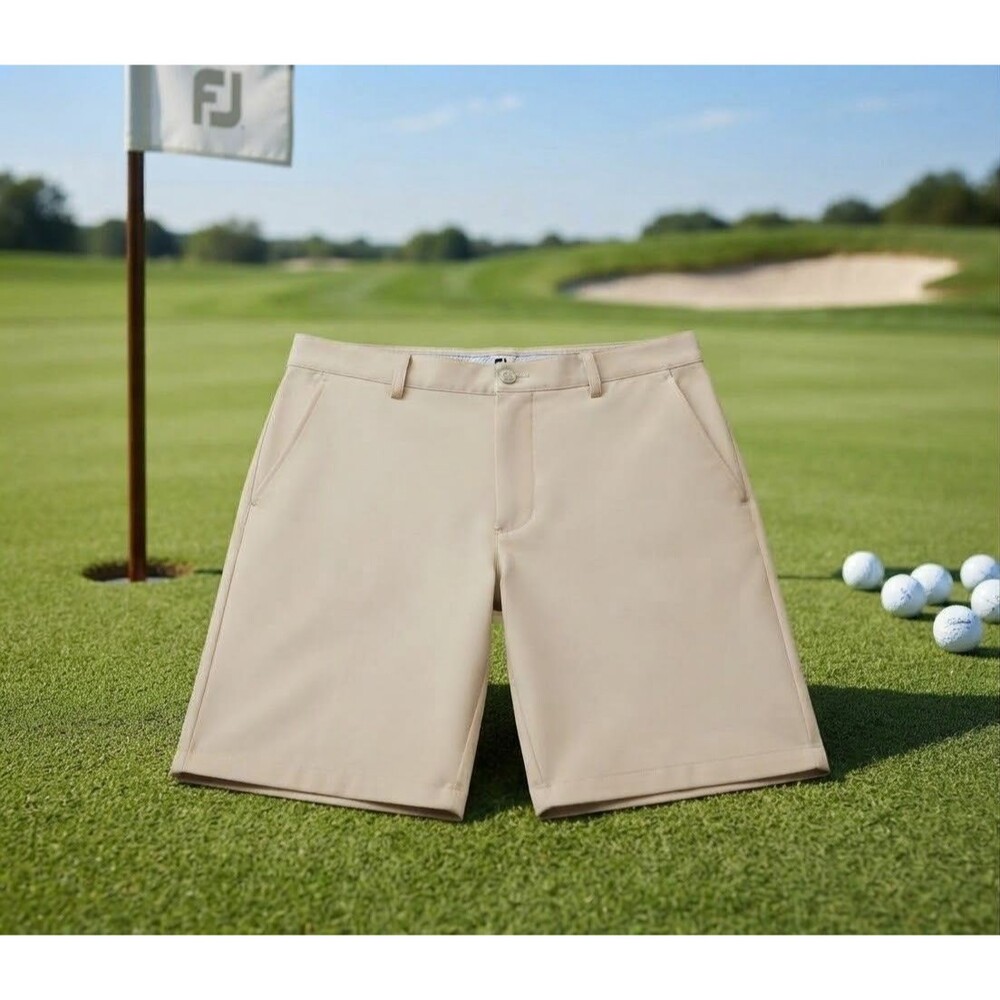 FootJoy Performance Golf Shorts Mens W36 Beige Tan Flat Front Stretch 1009263